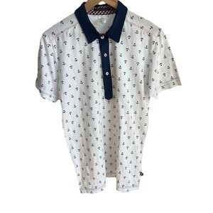 Andrew Christian Navy Anchor Polo Shirt Men's Size Large
